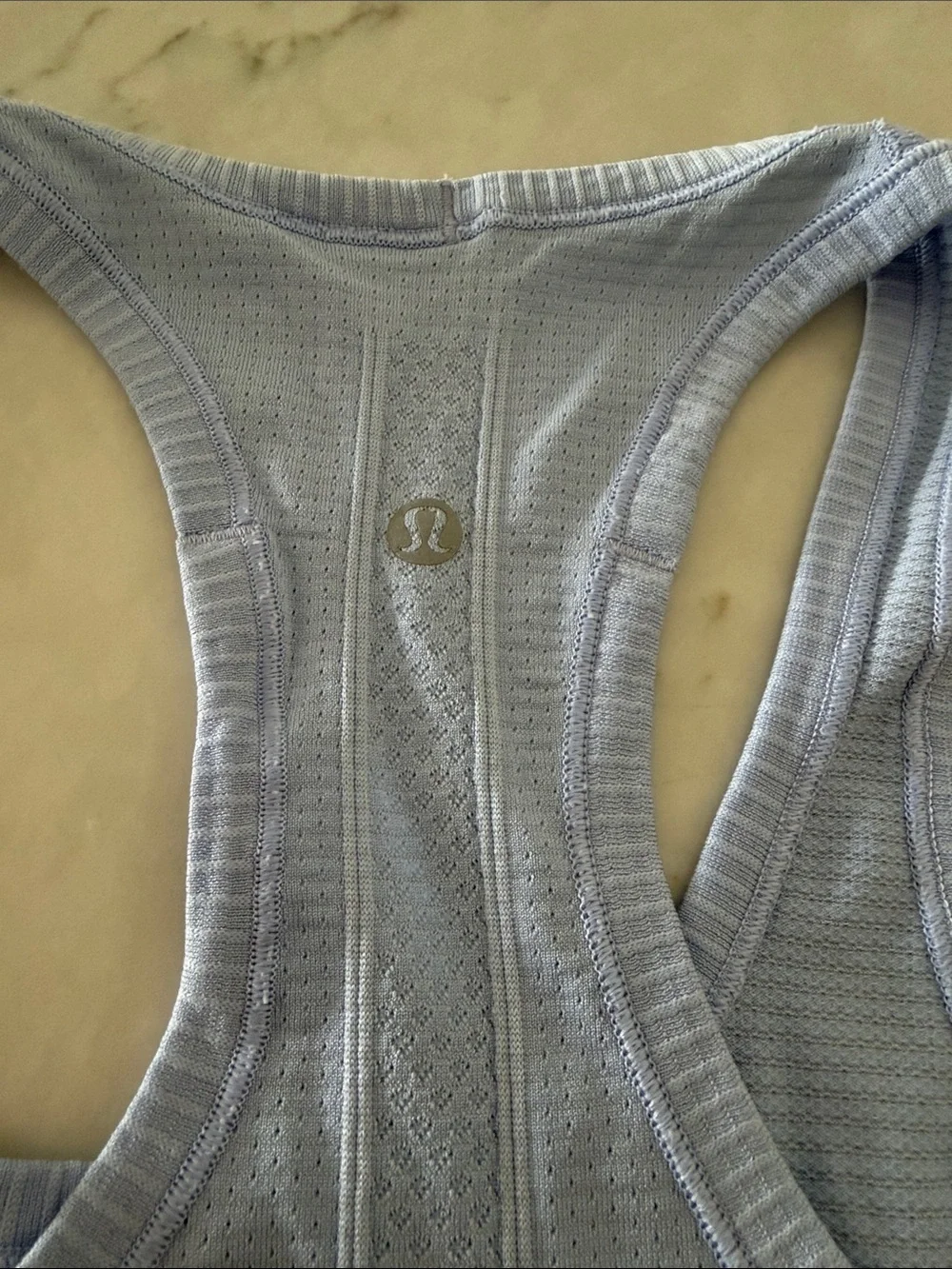 lululemon athletica Light Blue Racerback Tank Swiftly Tech hip length Lavendar